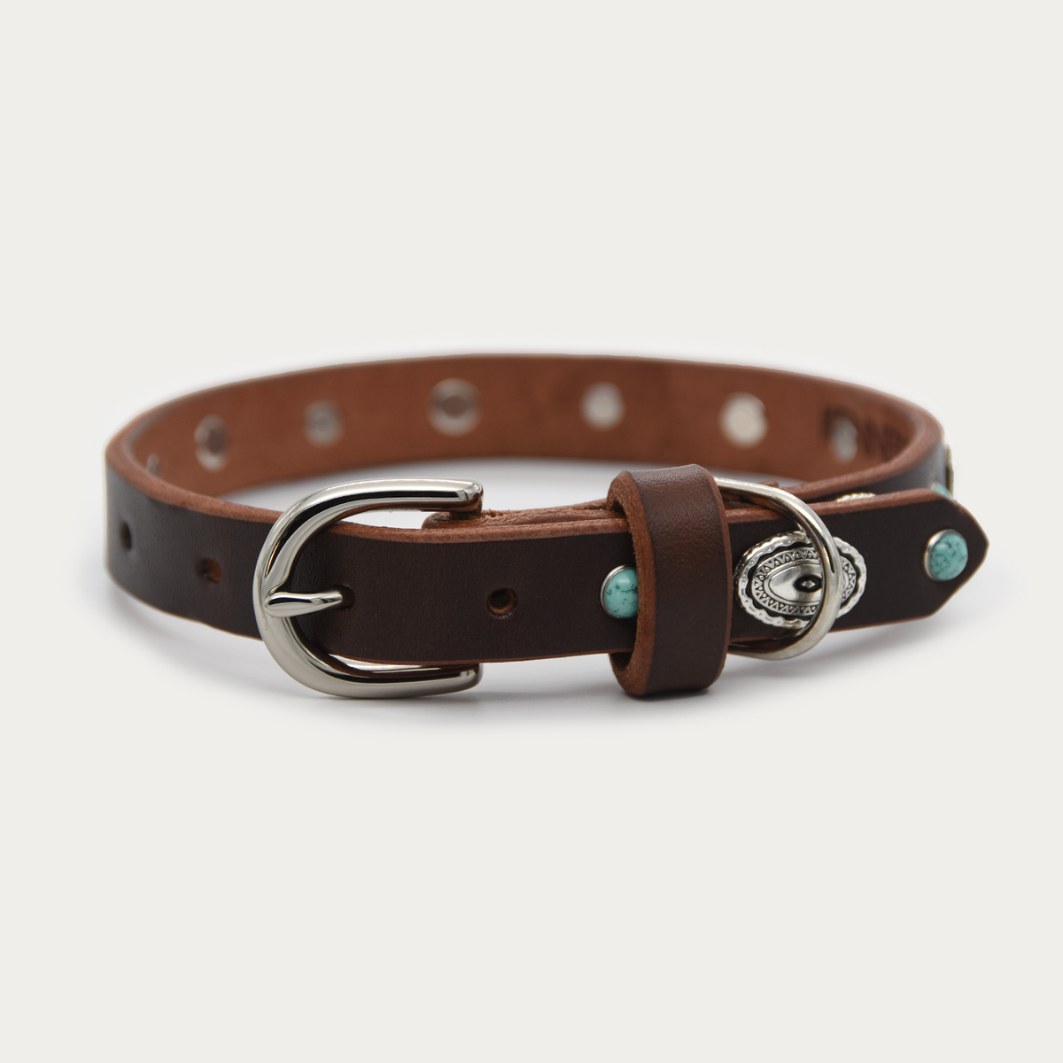 Dog Collar - Turquoise Medallion - Silver