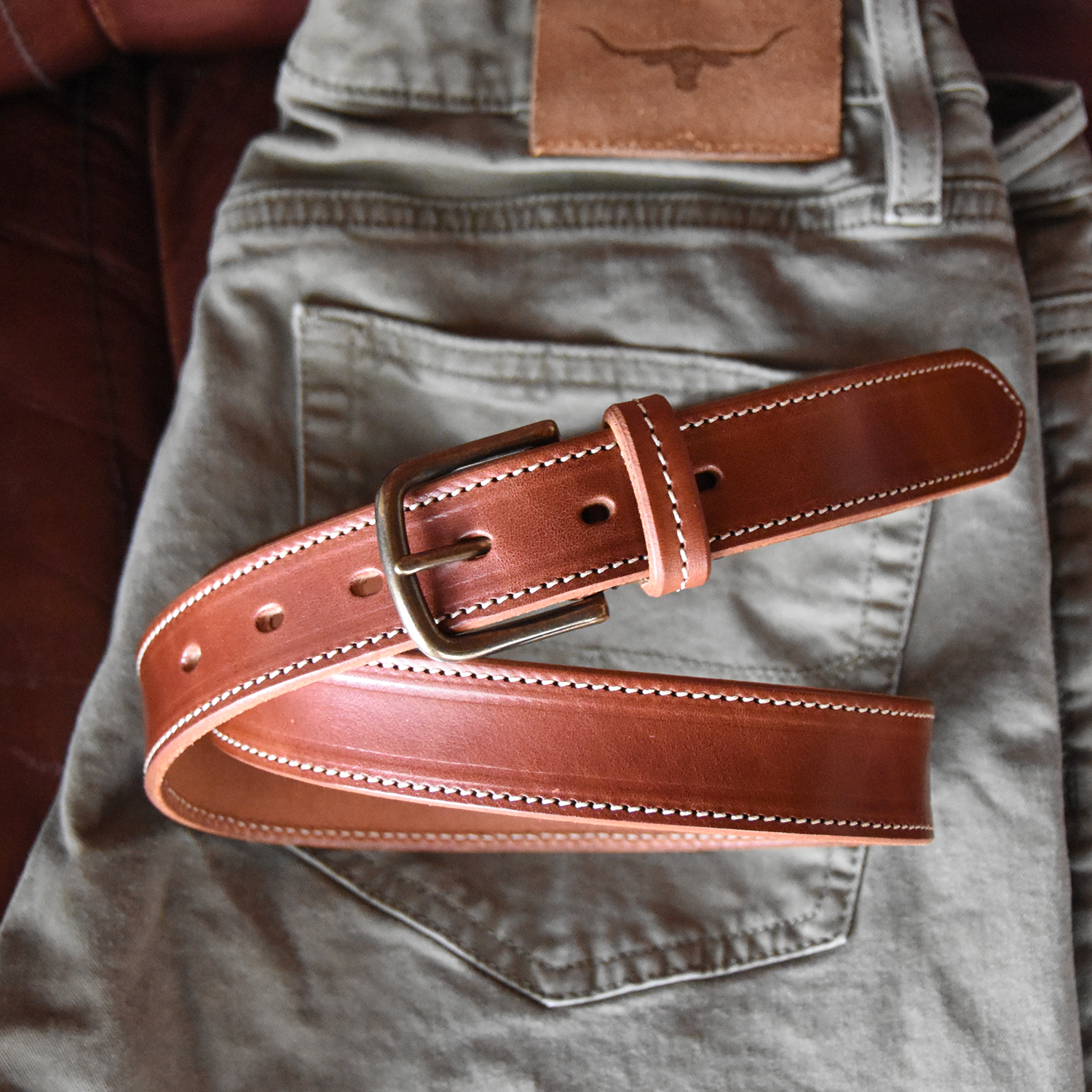 Stitched Classic Belt (tan stitch)