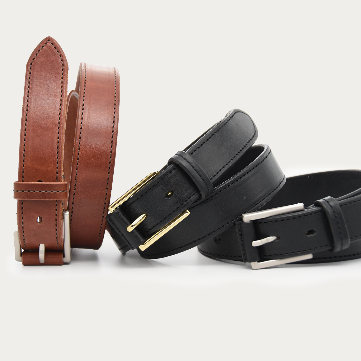 Stitched Square Dress Belt - 1.25"