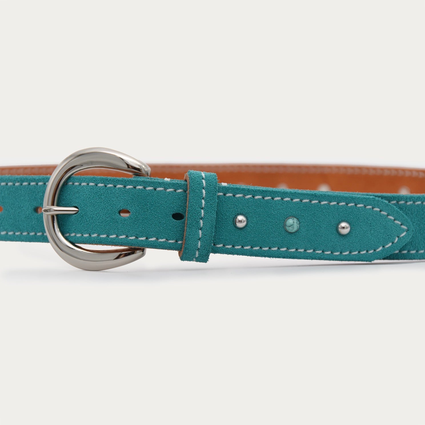 Aqua Suede Studded Belt