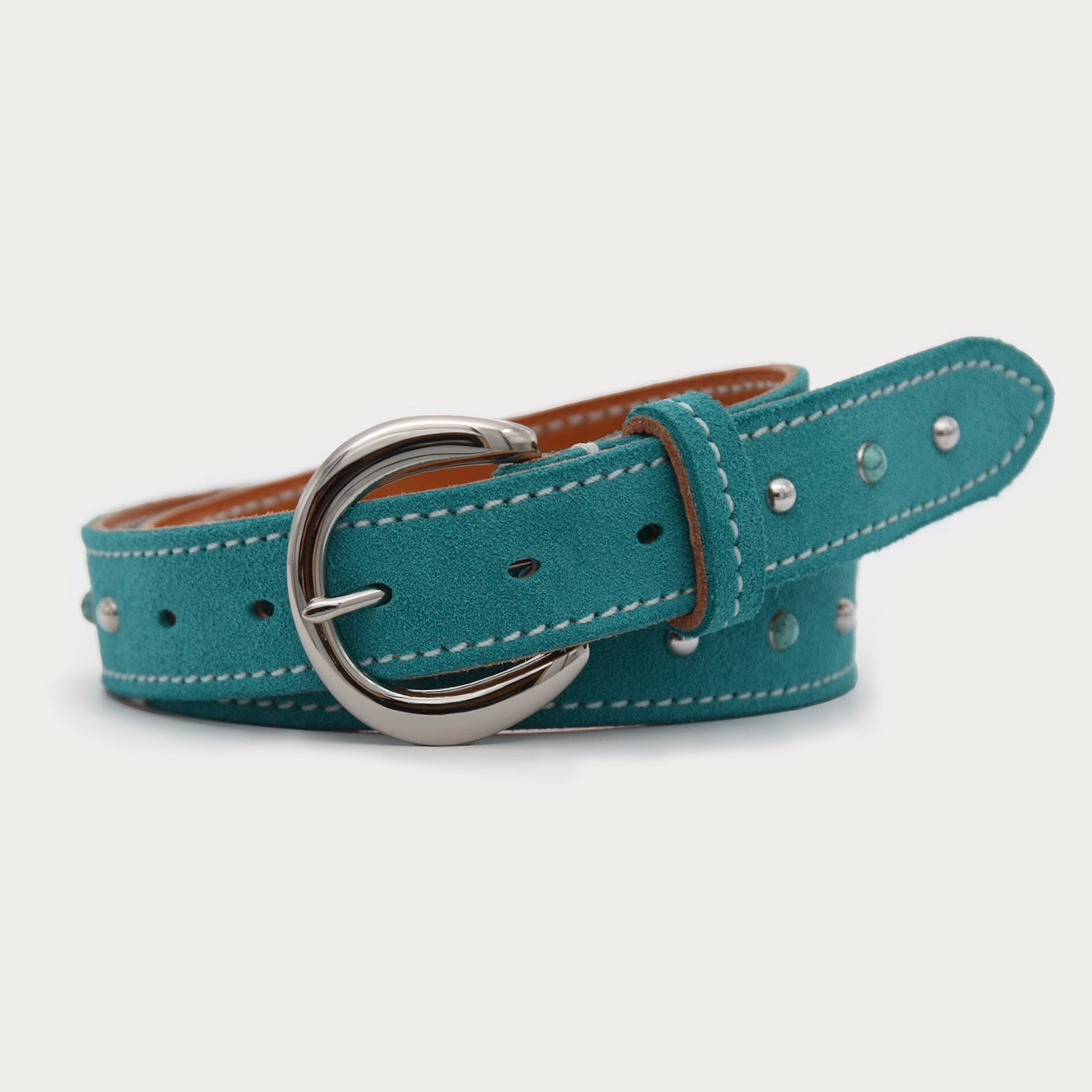Aqua Suede Studded Belt