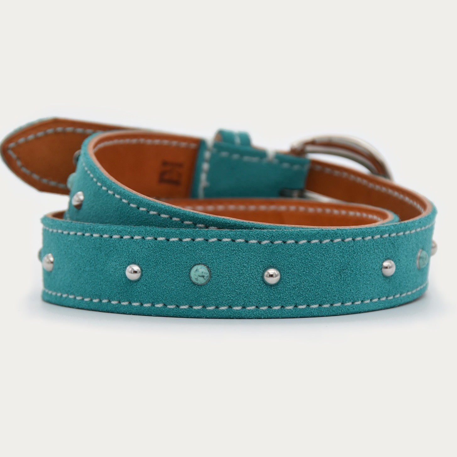 Aqua Suede Studded Belt