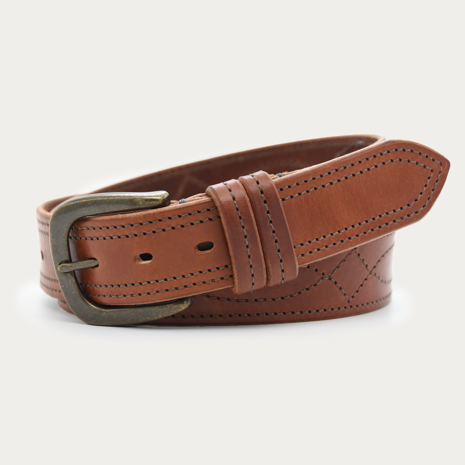 Cowboy Stitch Rugged Belt (brown stitch)