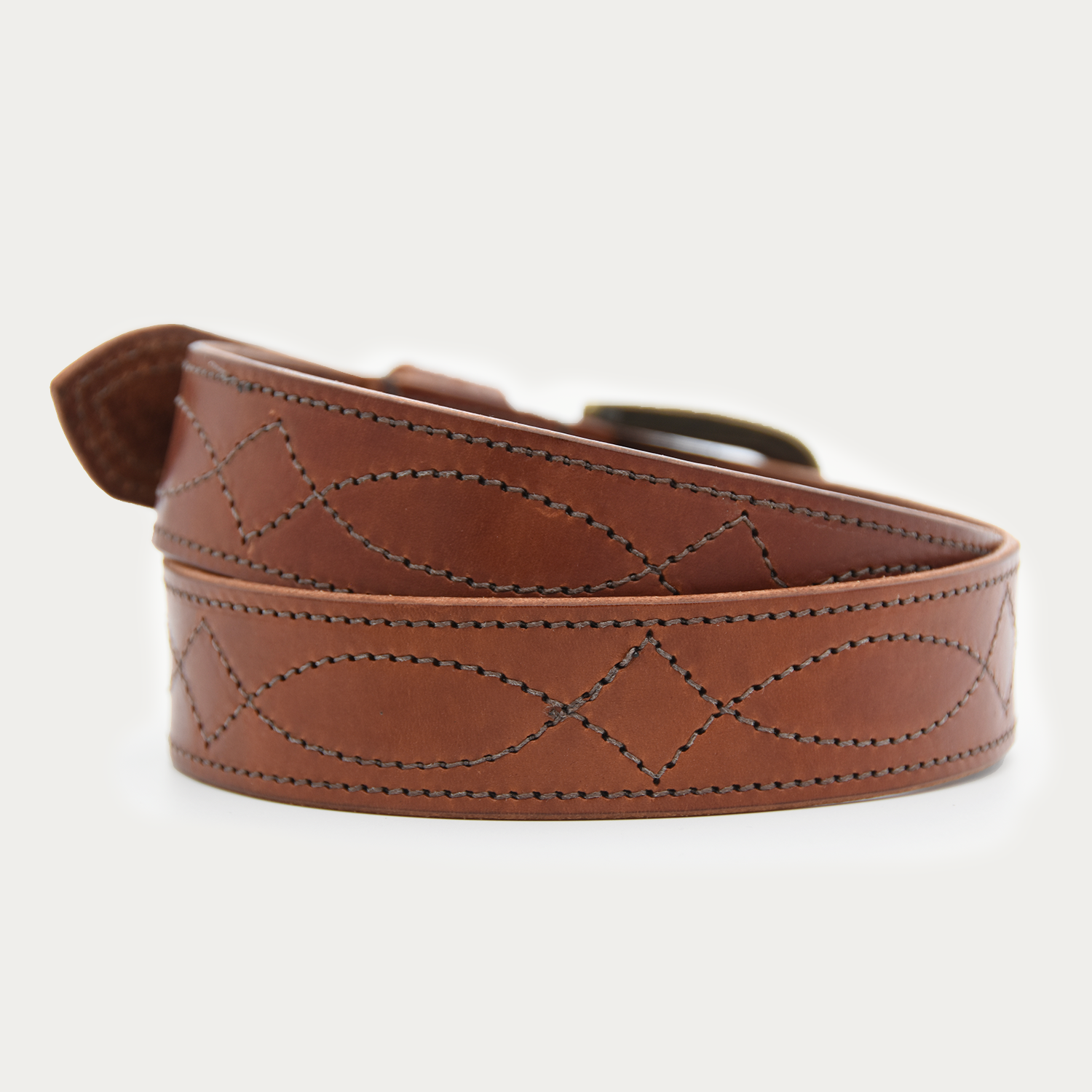Cowboy Stitch Rugged Belt (brown stitch)