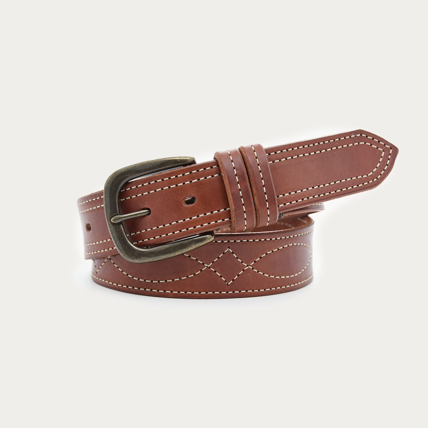 Cowboy Stitch Rugged Belt (tan stitch)