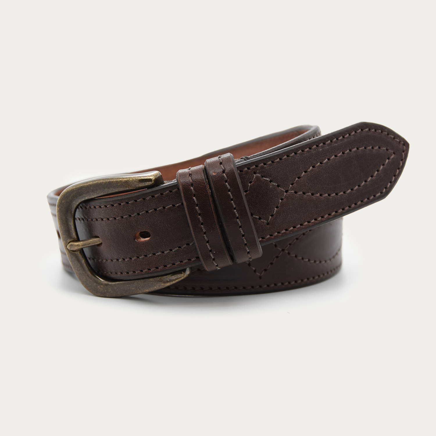 Cowboy Stitch Rugged Belt (brown stitch)