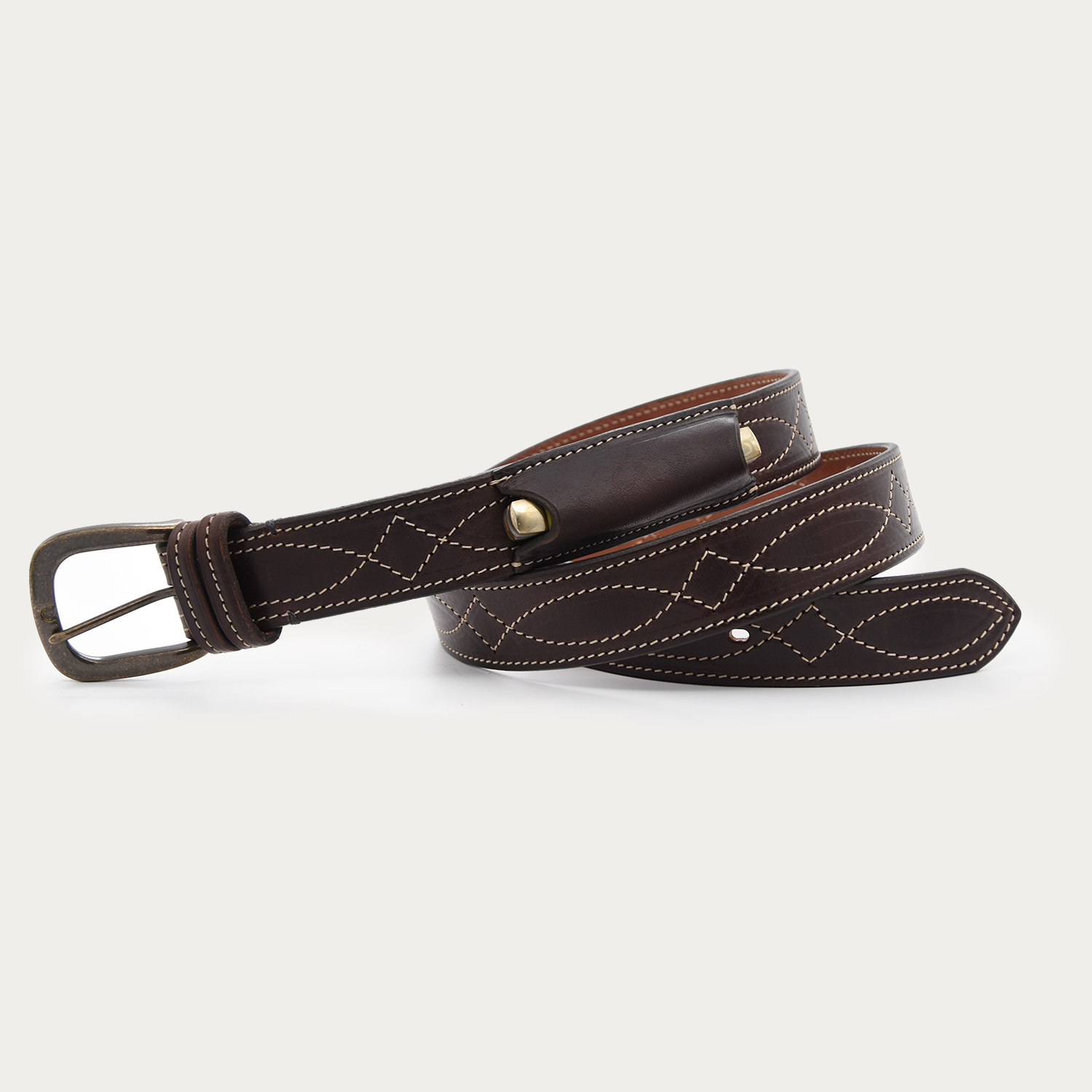 Cowboy Stitch Stockman's Knife Belt (tan stitch)