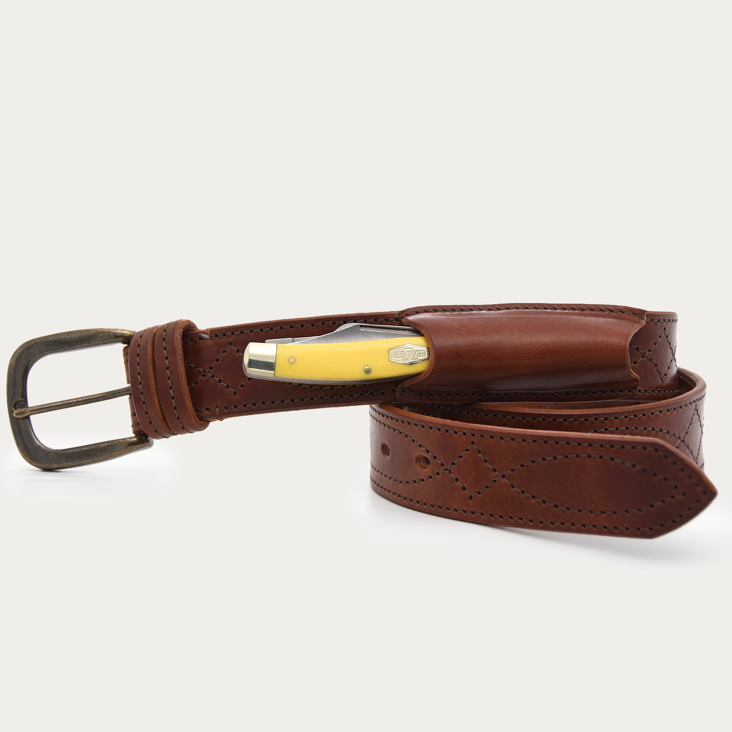 Cowboy Stitch Stockman's Knife Belt (brown stitch)