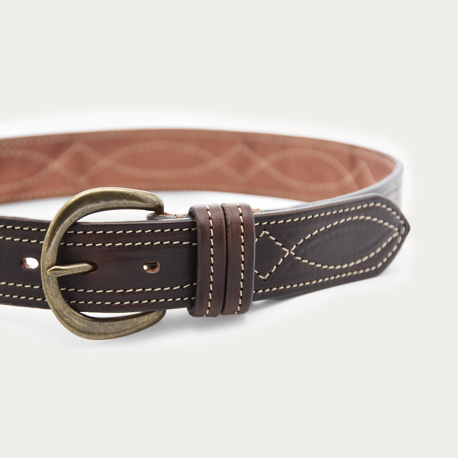 Curved Cowgirl Stitch Belt (tan stitch)