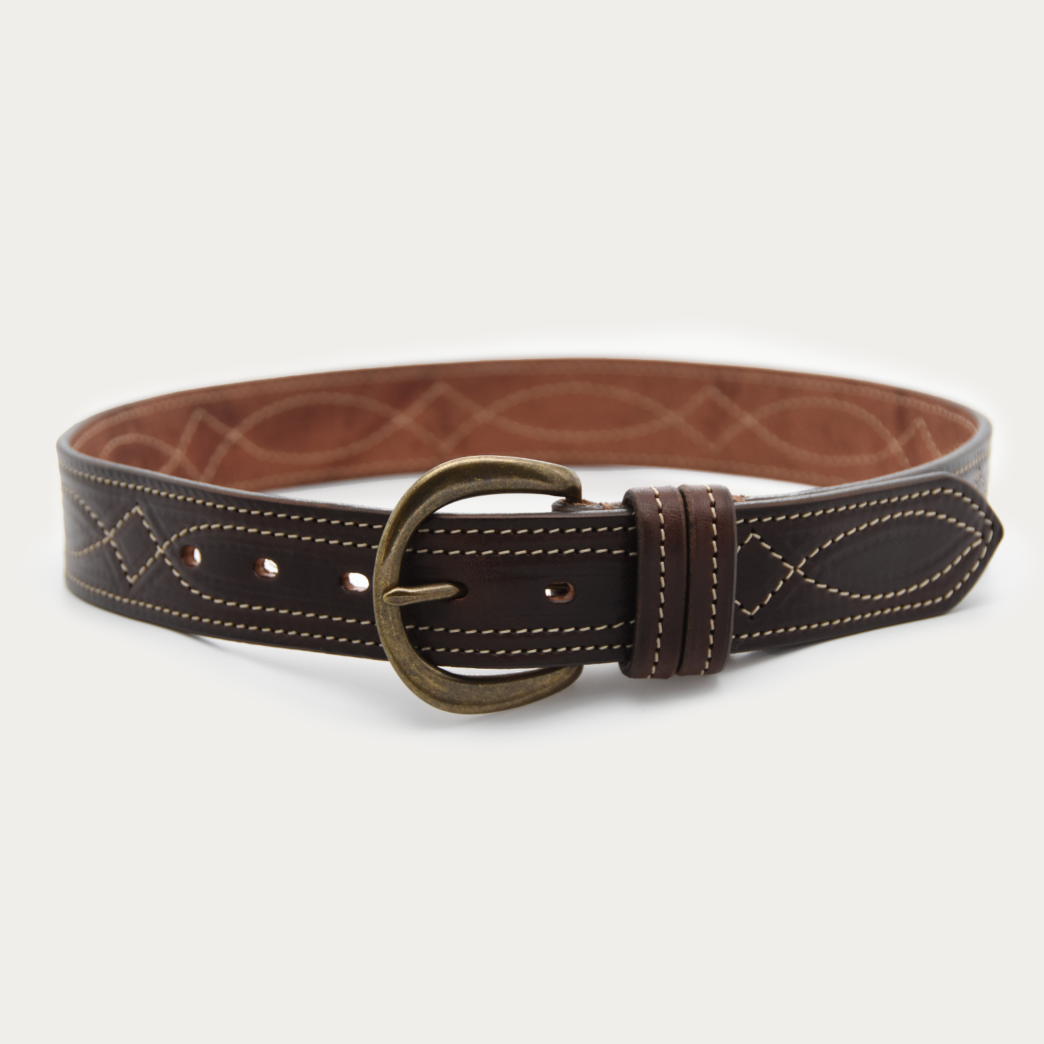 Curved Cowgirl Stitch Belt (tan stitch)