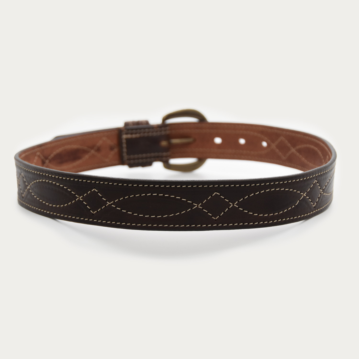 Curved Cowgirl Stitch Belt (tan stitch)