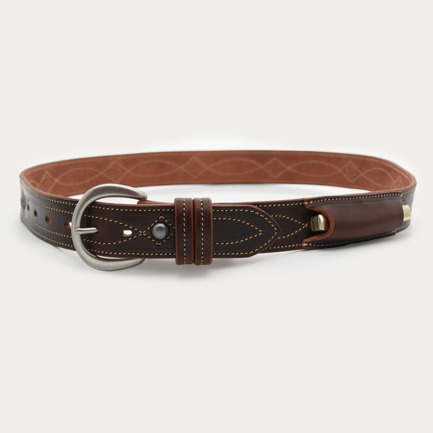 Curved Studded Cowgirl Stitch Knife Belt