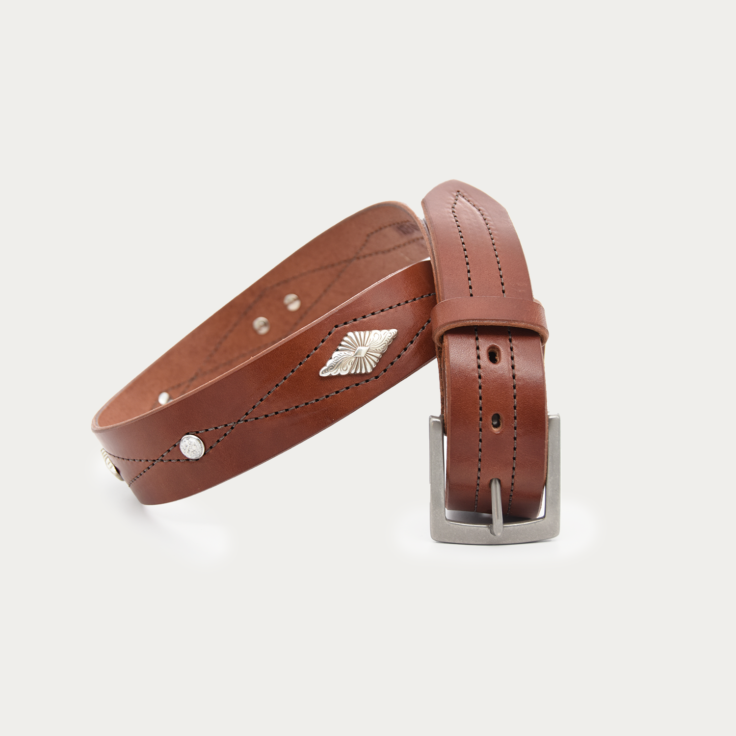 Diamond Stitch Concho Belt