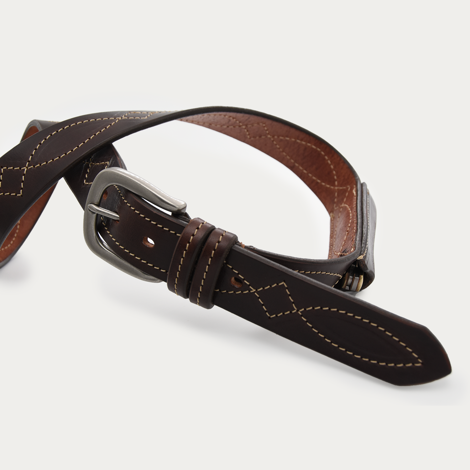 Single Cowboy Stitch Stockman's Knife Belt (tan stitch)