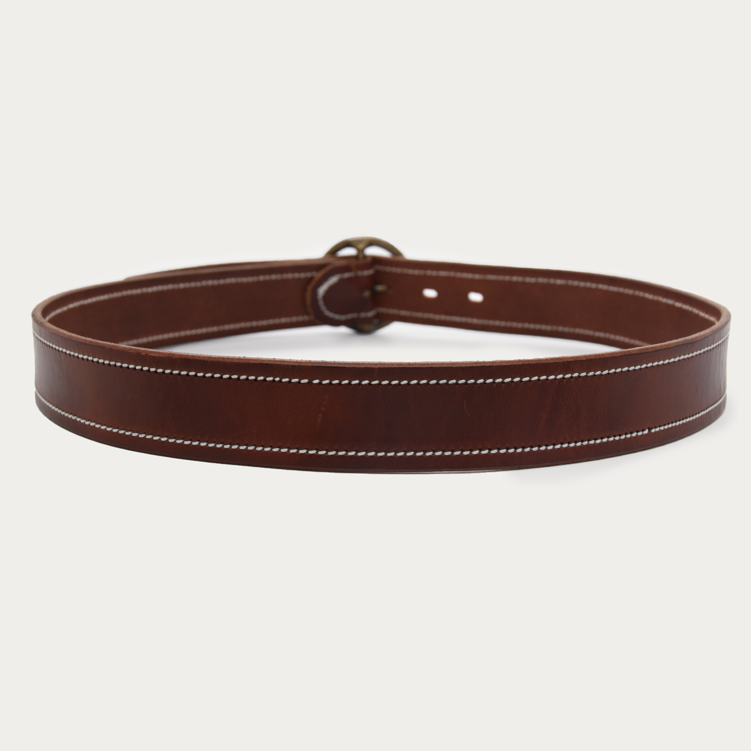 Bold Stitched O Belt - Antique Brass