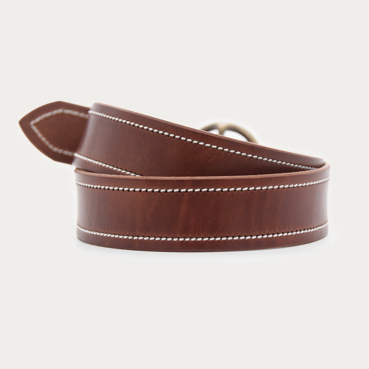 Bold Stitched O Belt - Antique Brass