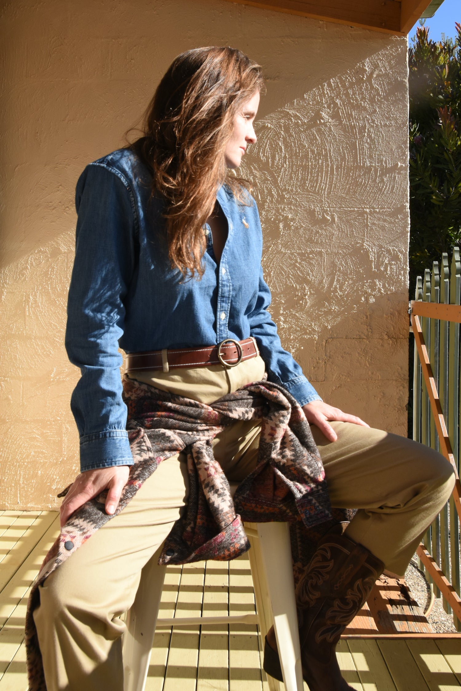 Bold Stitched O Belt - Antique Brass