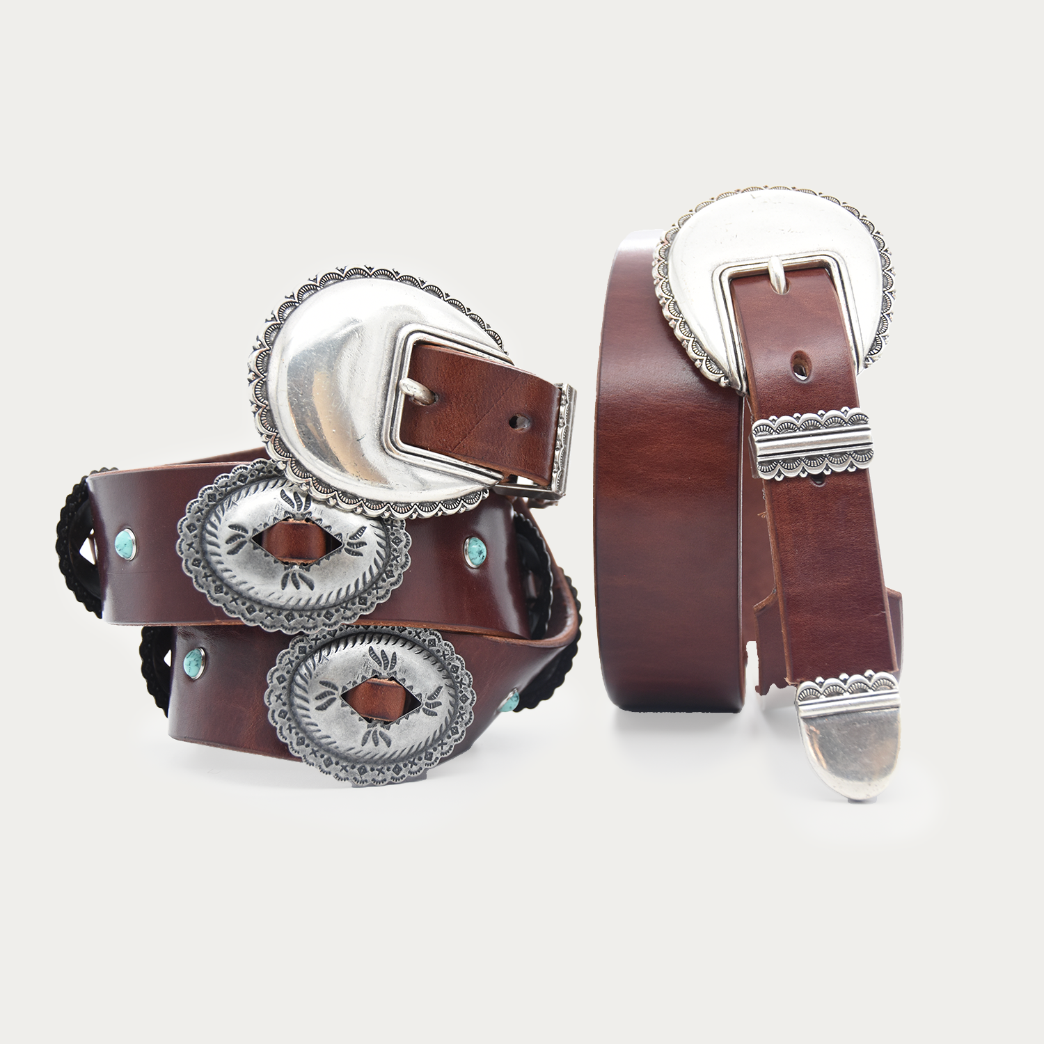 Tapered Silver Scalloped 3-piece Belt