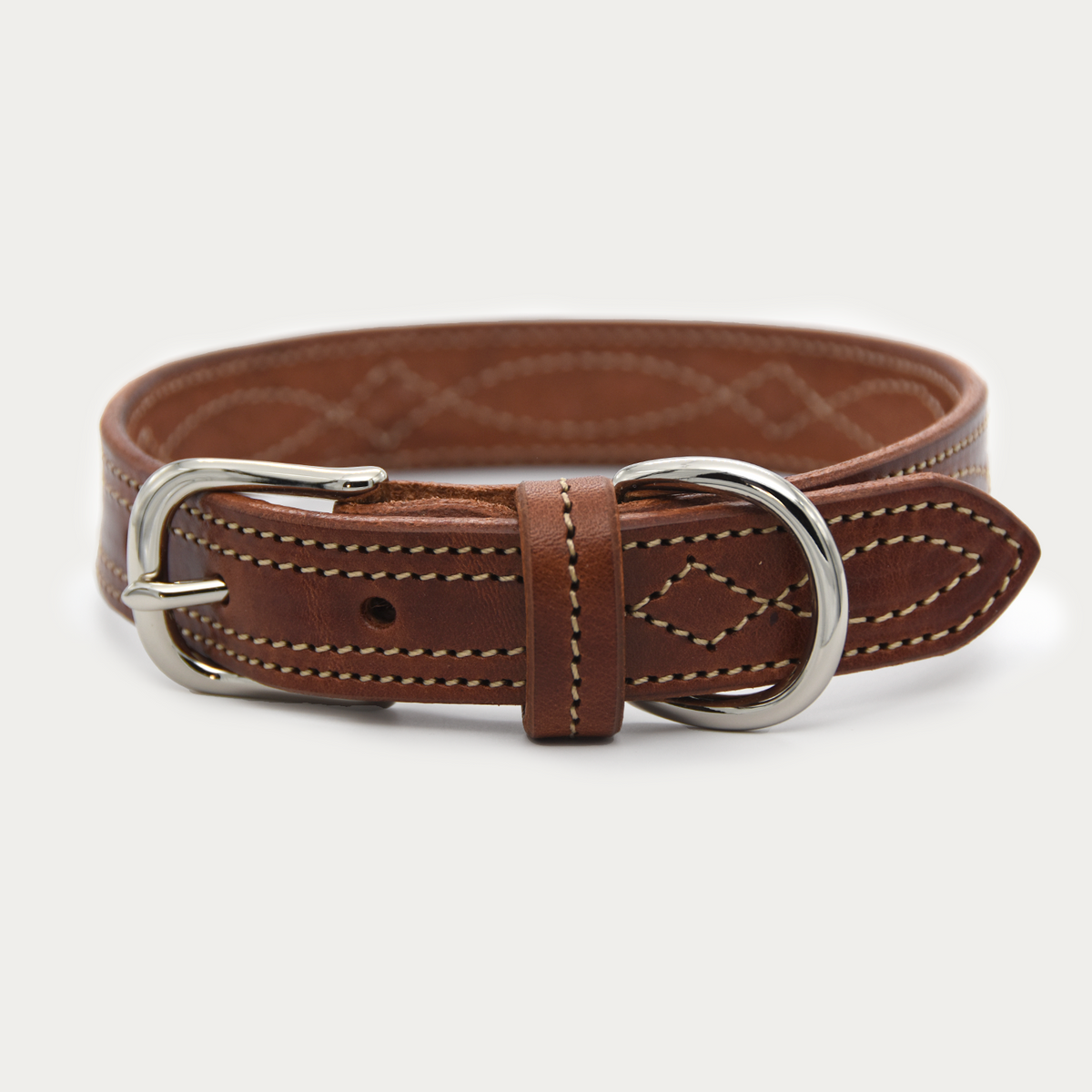 Dog Collar - Cowboy Stitch - Silver