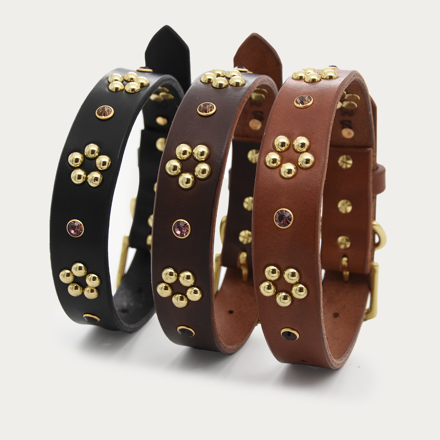 Dog Collar - Forget-Me-Not - Brass