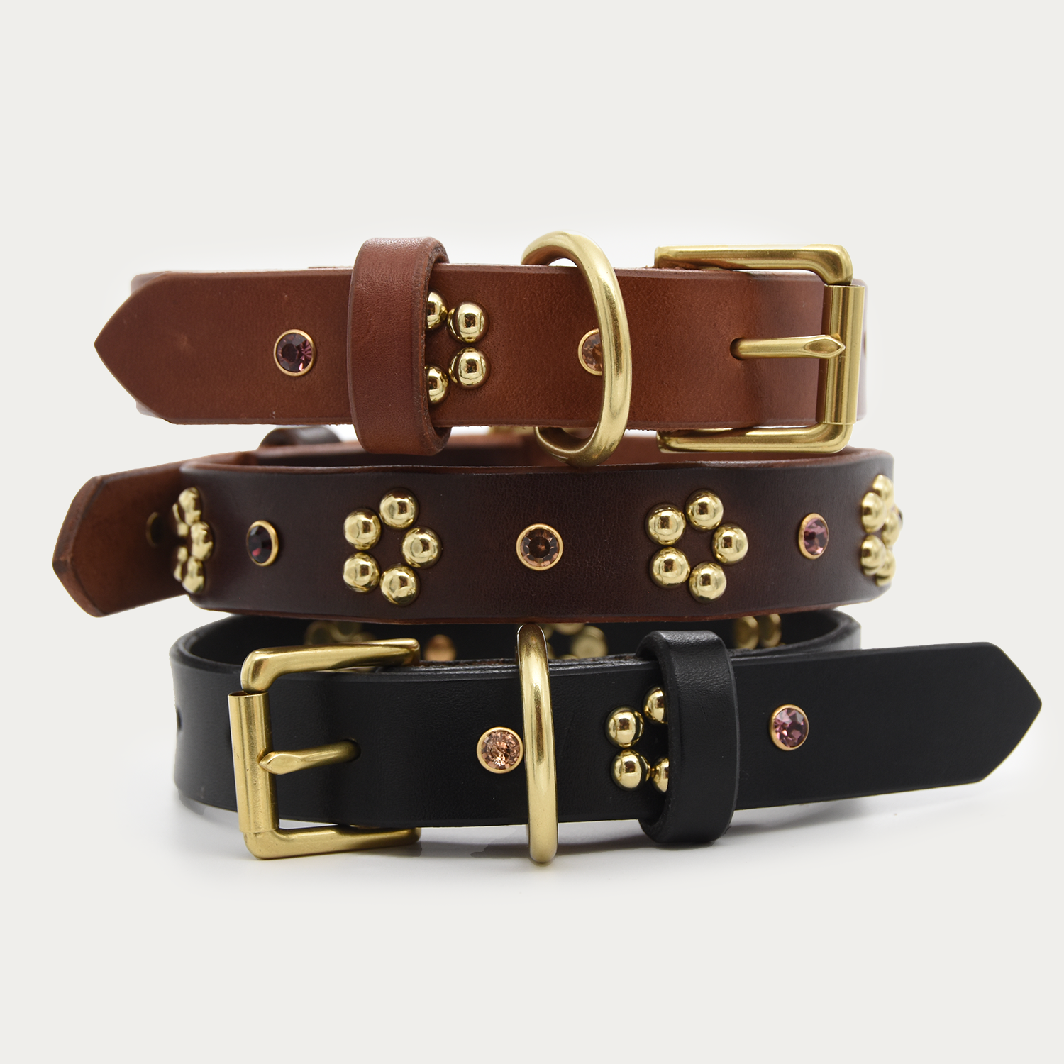 Dog Collar - Forget-Me-Not - Brass