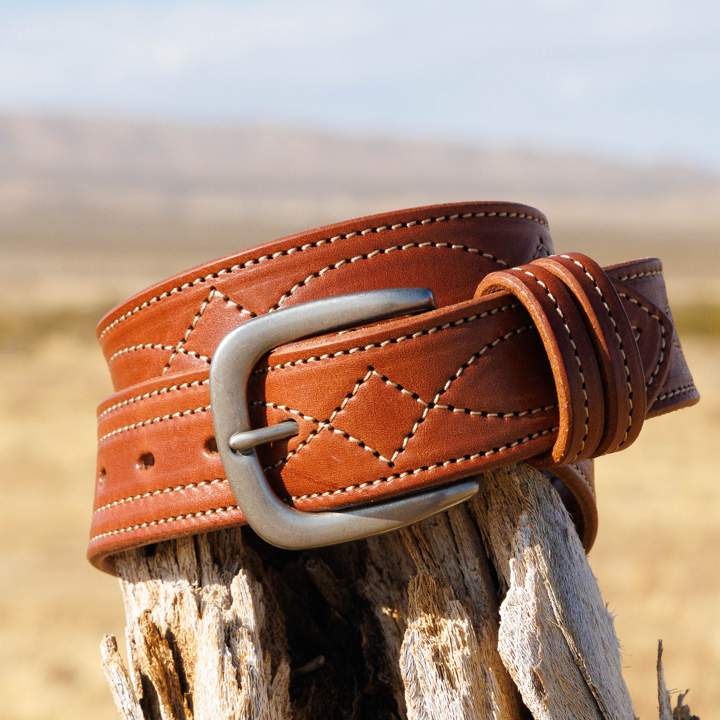 Cowboy Stitch Rugged Belt (tan stitch)