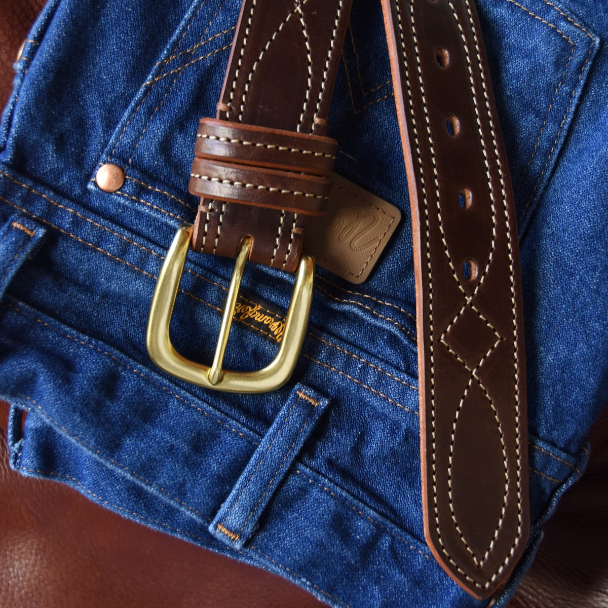Cowboy Stitch Rugged Belt (tan stitch)