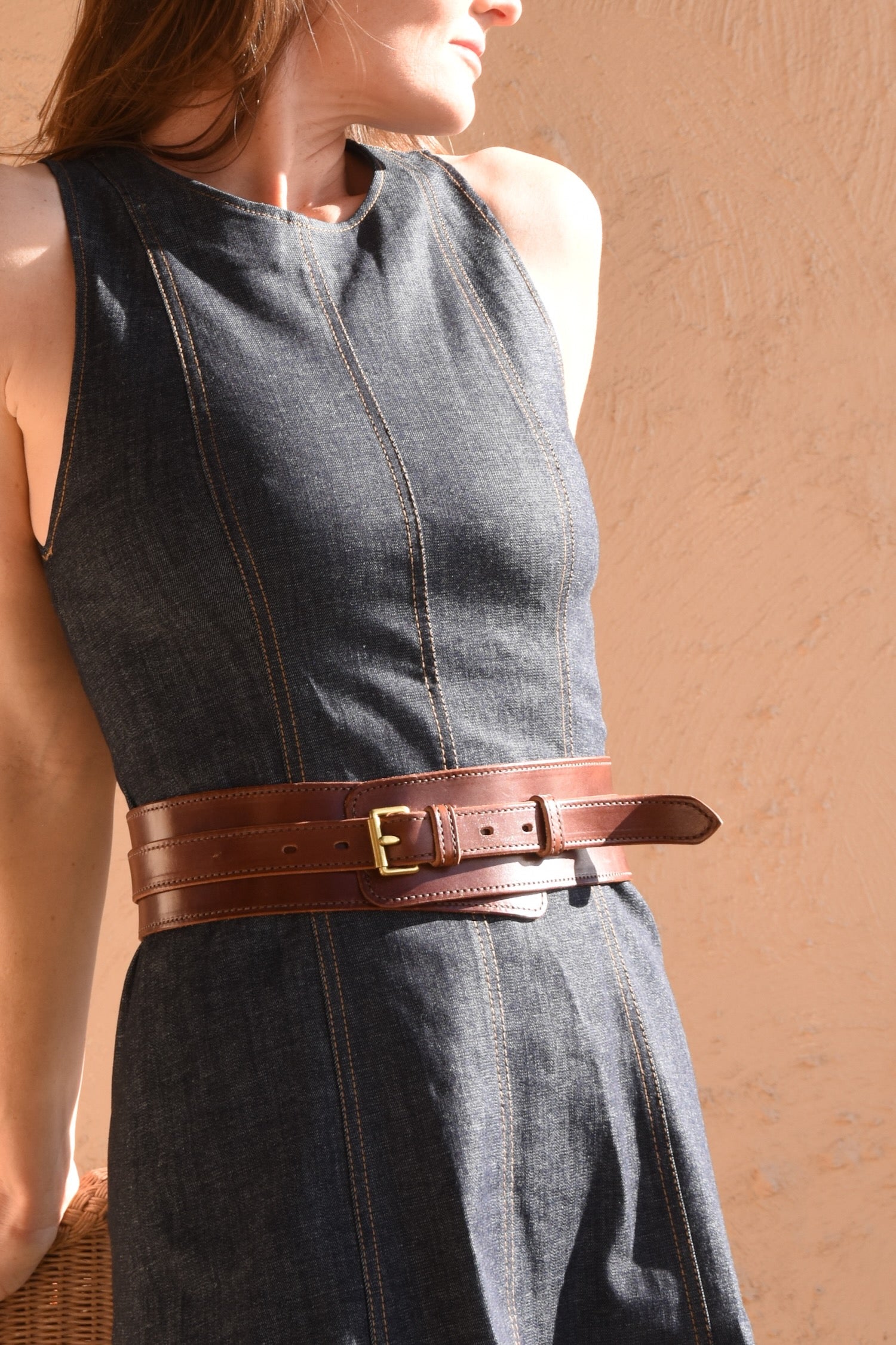 Stitched Wide Cinch Belt