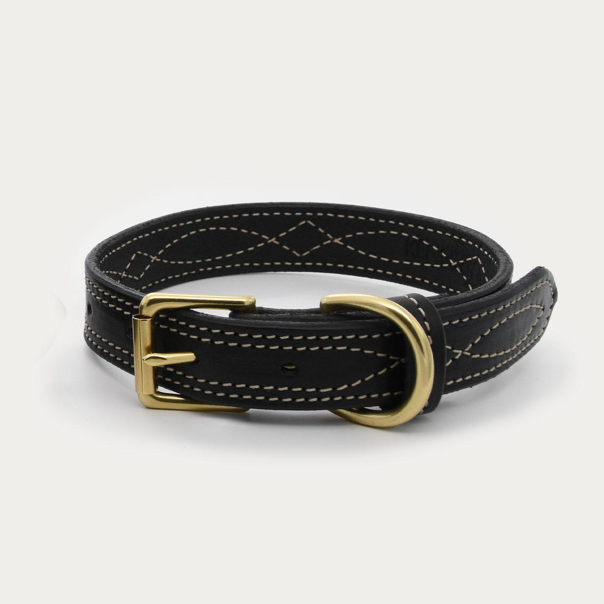 Dog Collar - Cowboy Stitch - Brass