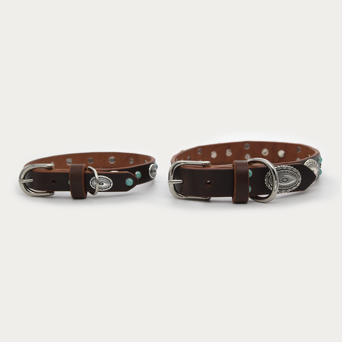 Dog Collar - Turquoise Medallion - Silver