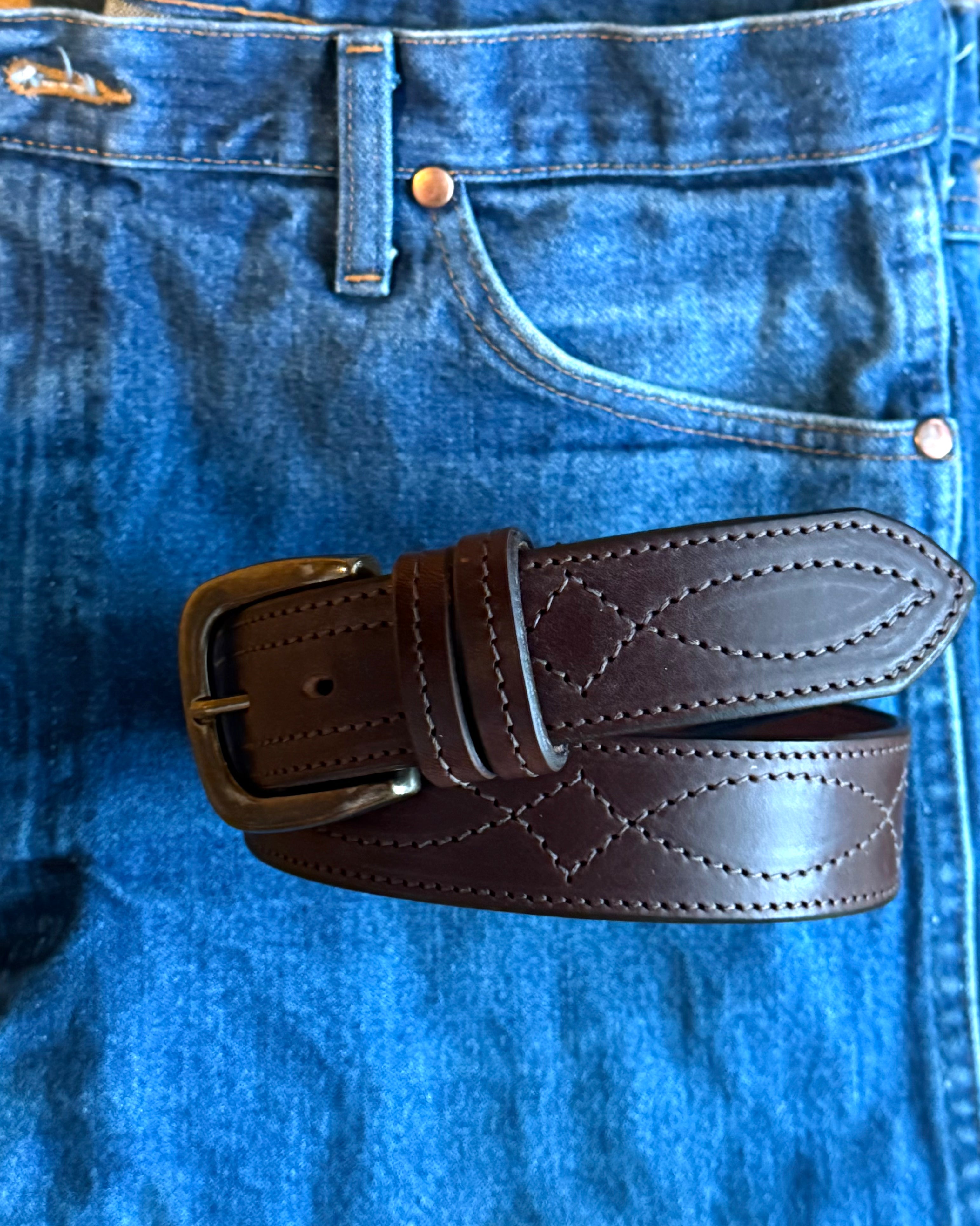 Cowboy Stitch Rugged Belt (brown stitch)