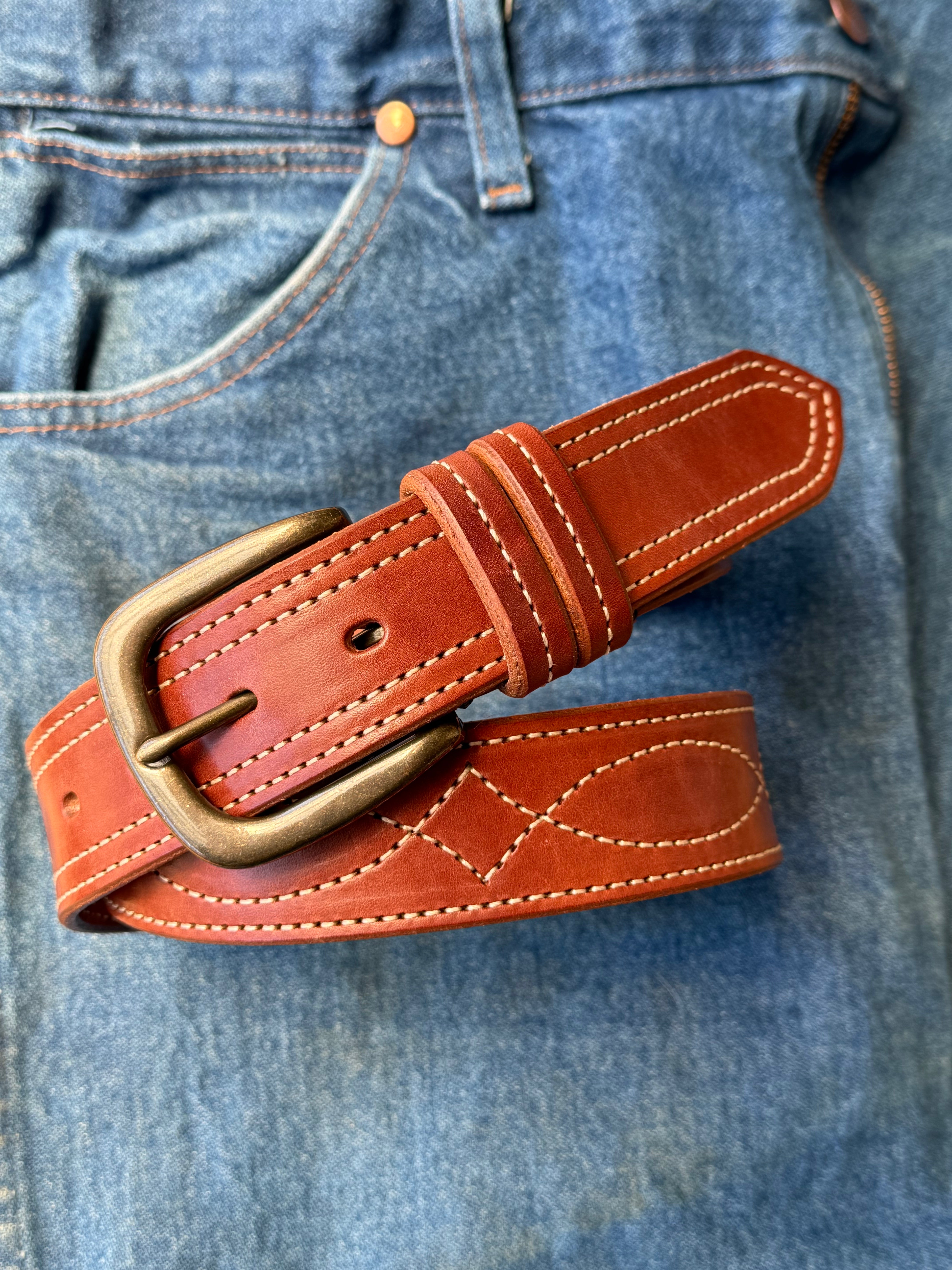 Cowboy Stitch Rugged Belt (tan stitch)