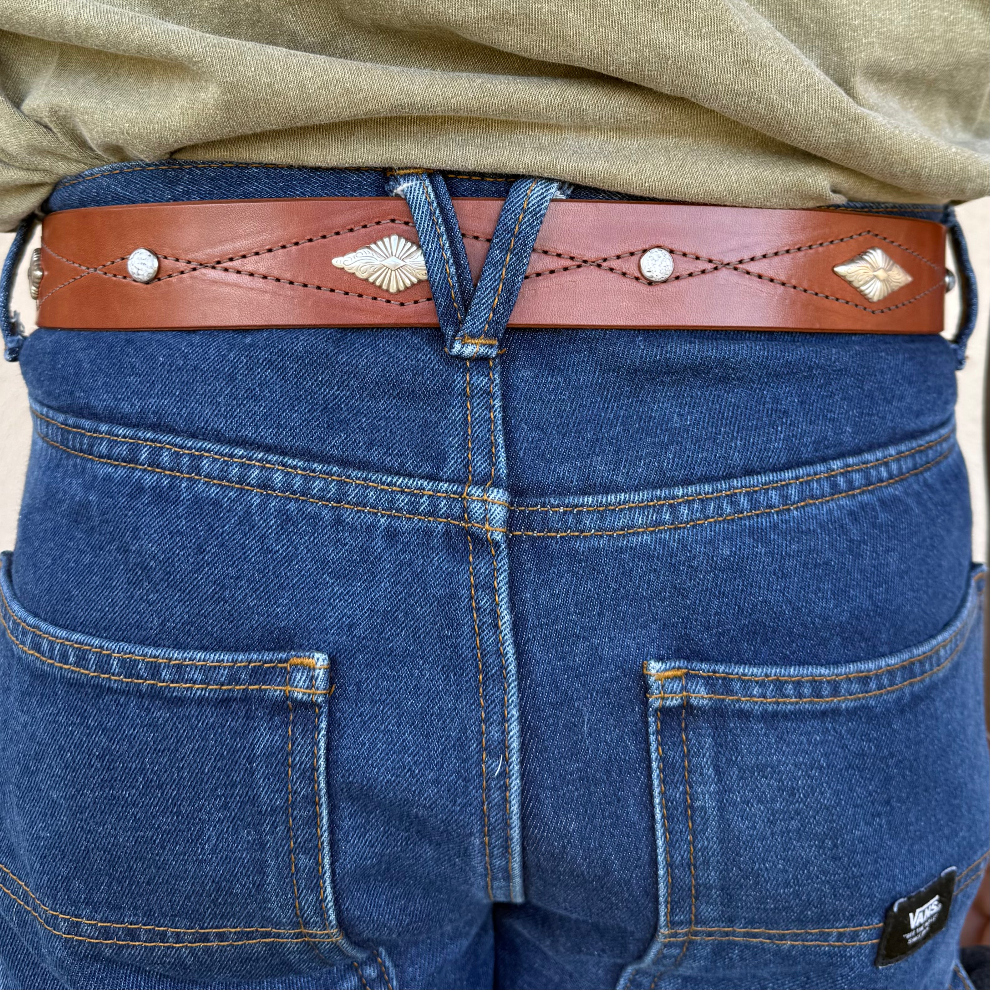 Diamond Stitch Concho Belt