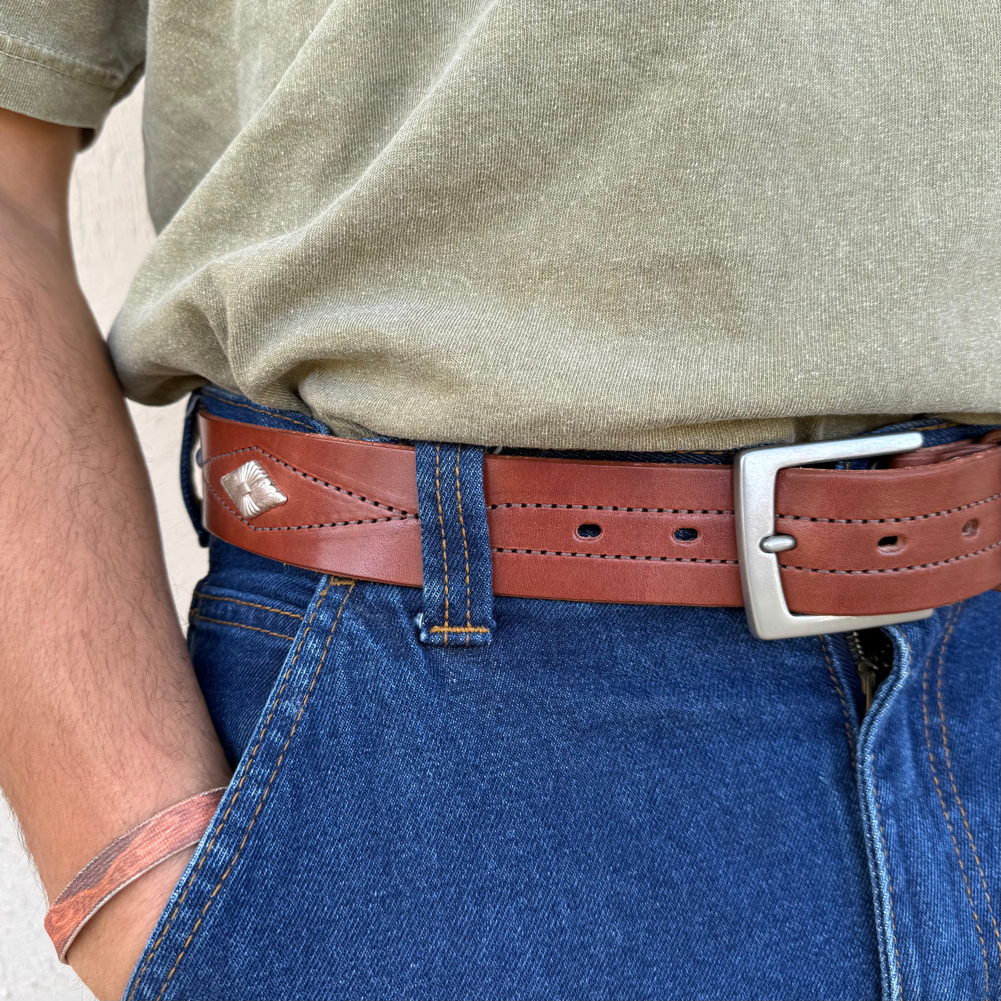 Diamond Stitch Concho Belt