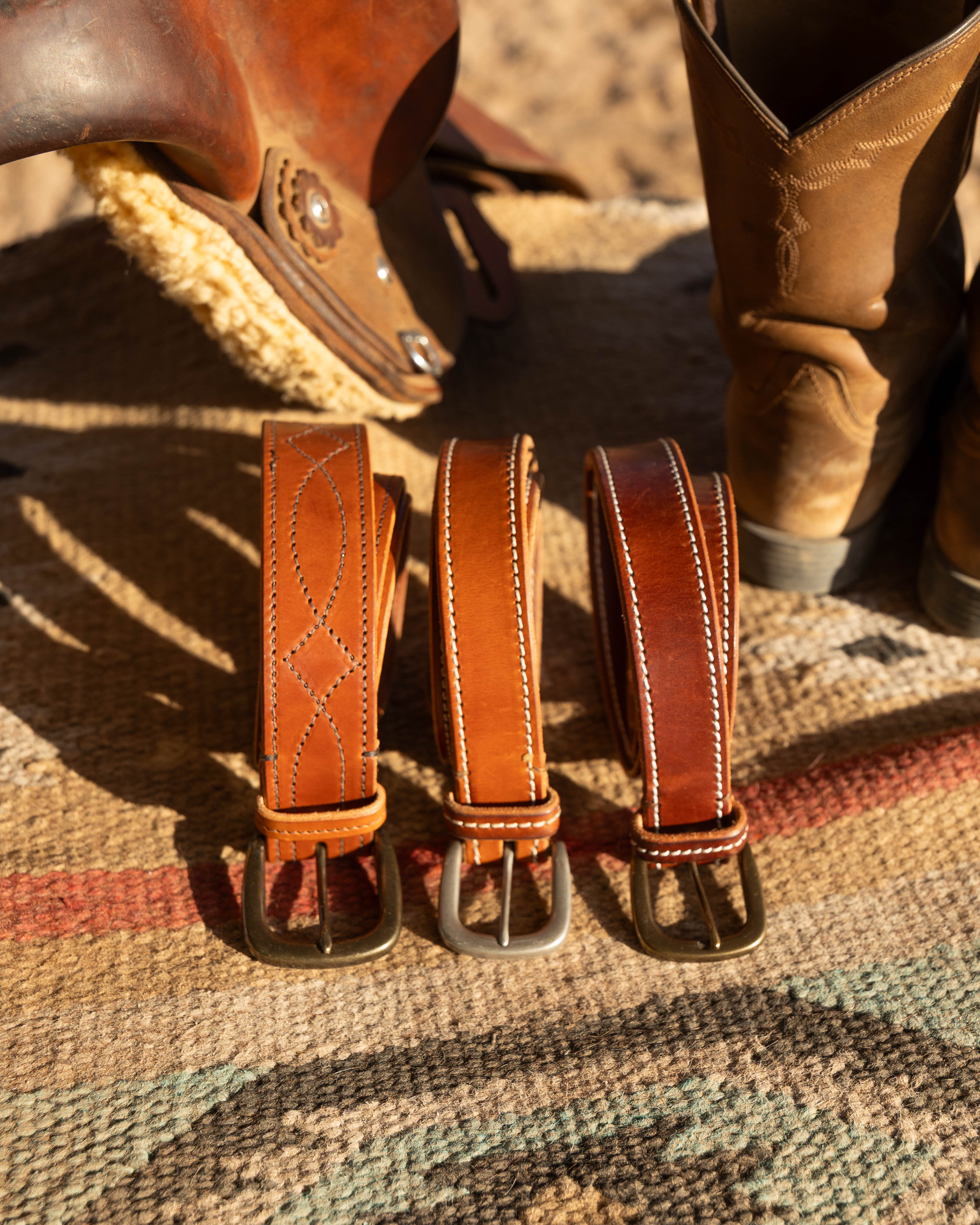 Bold Stitched Rugged Belt - 1.25"