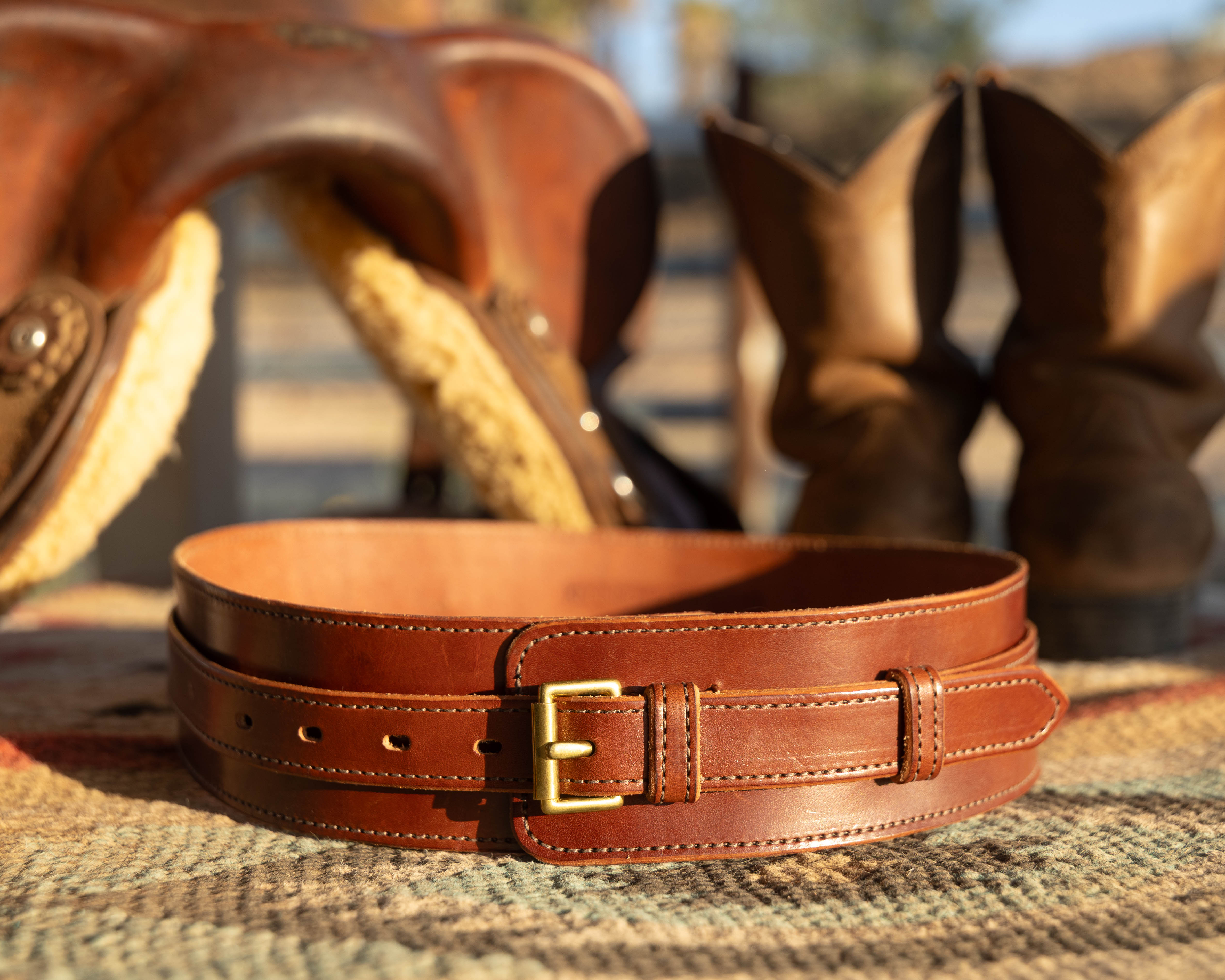 Stitched Wide Cinch Belt