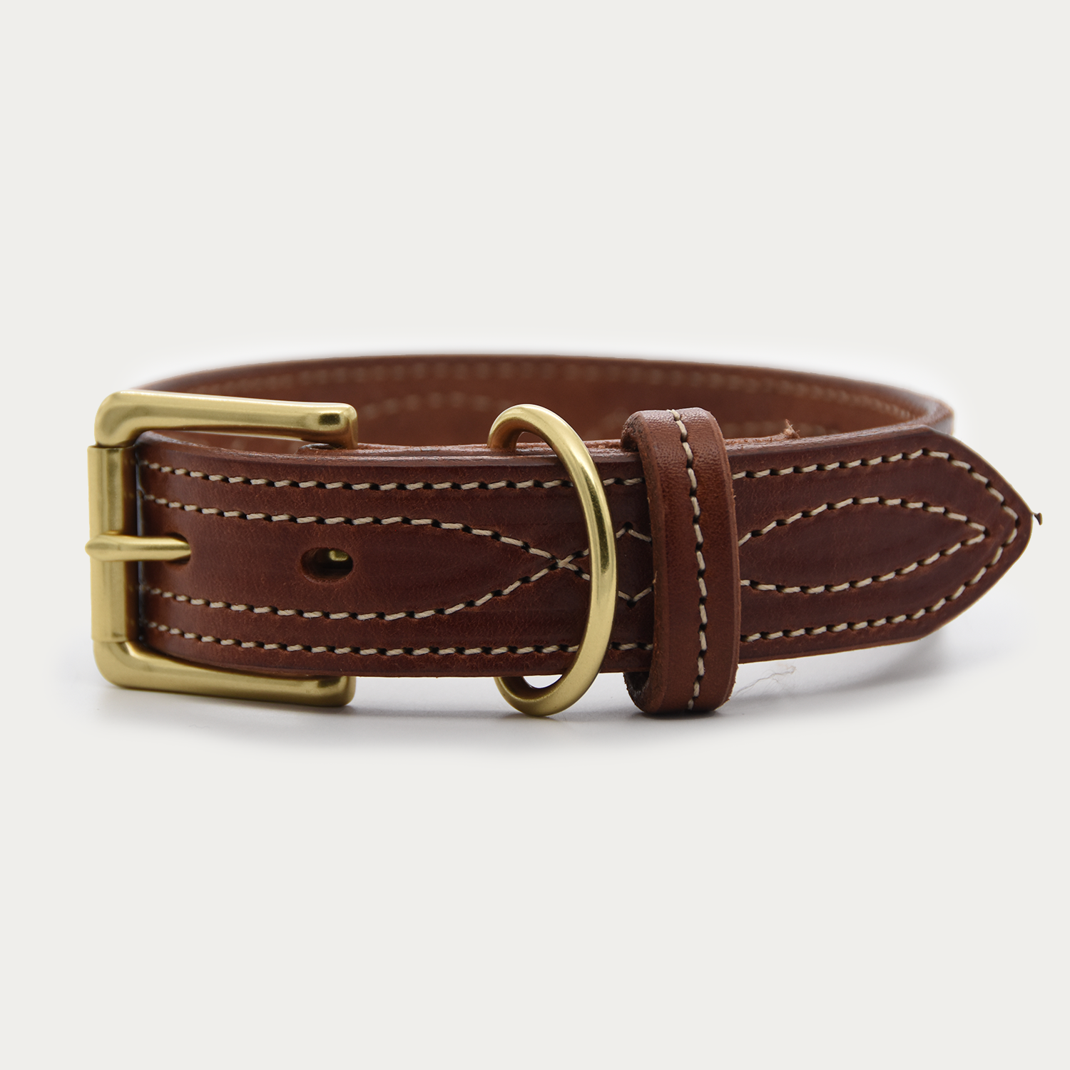 Dog Collar - Cowboy Stitch - Brass