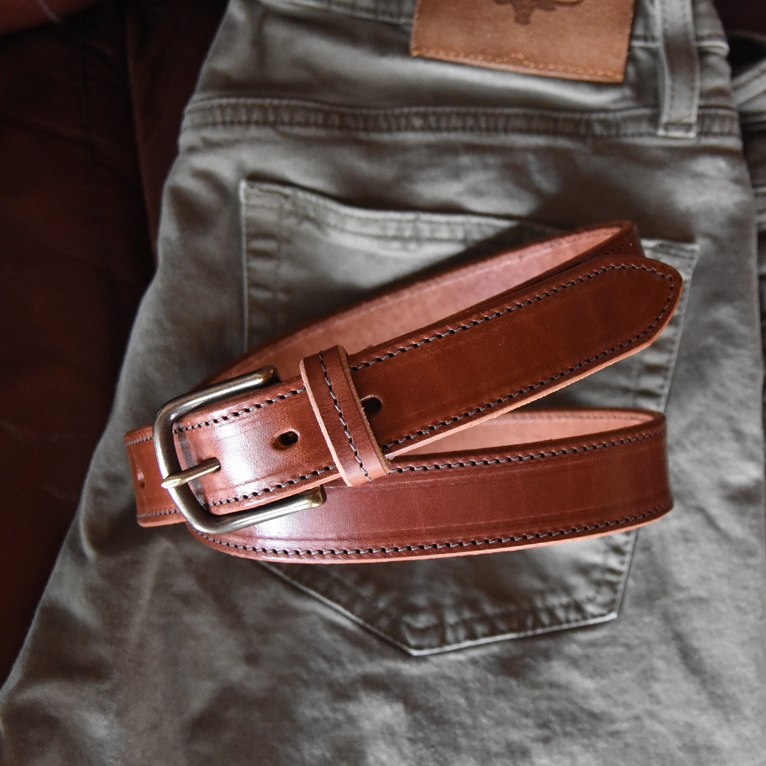 Stitched Classic Belt (brown stitch)