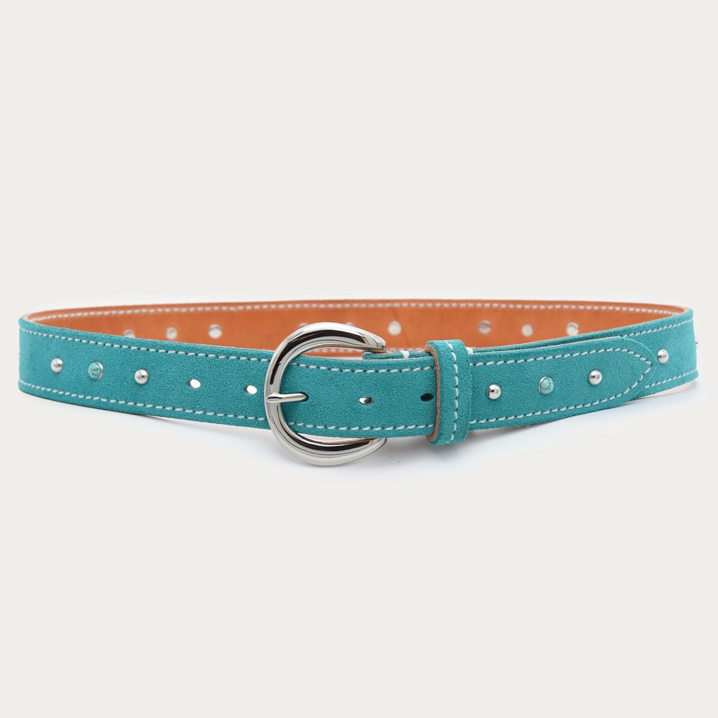 Aqua Suede Studded Belt