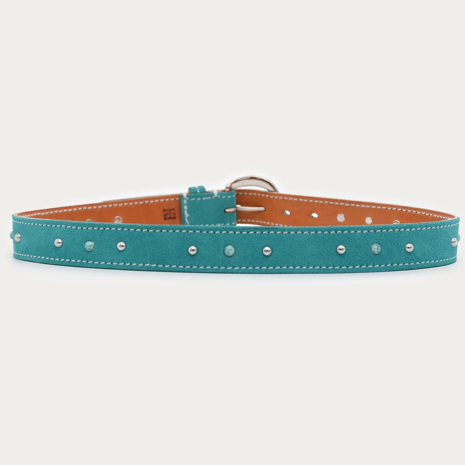 Aqua Suede Studded Belt