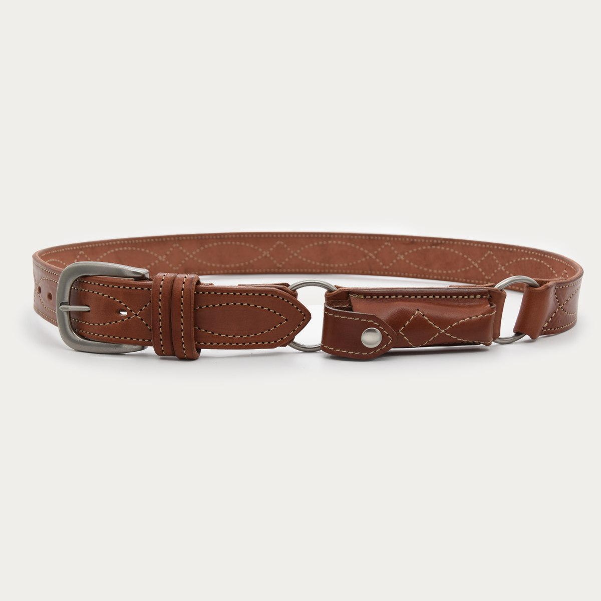 Cowboy Stitch Hobble Knife Belt - Secured Pouch - Old Timer Senior