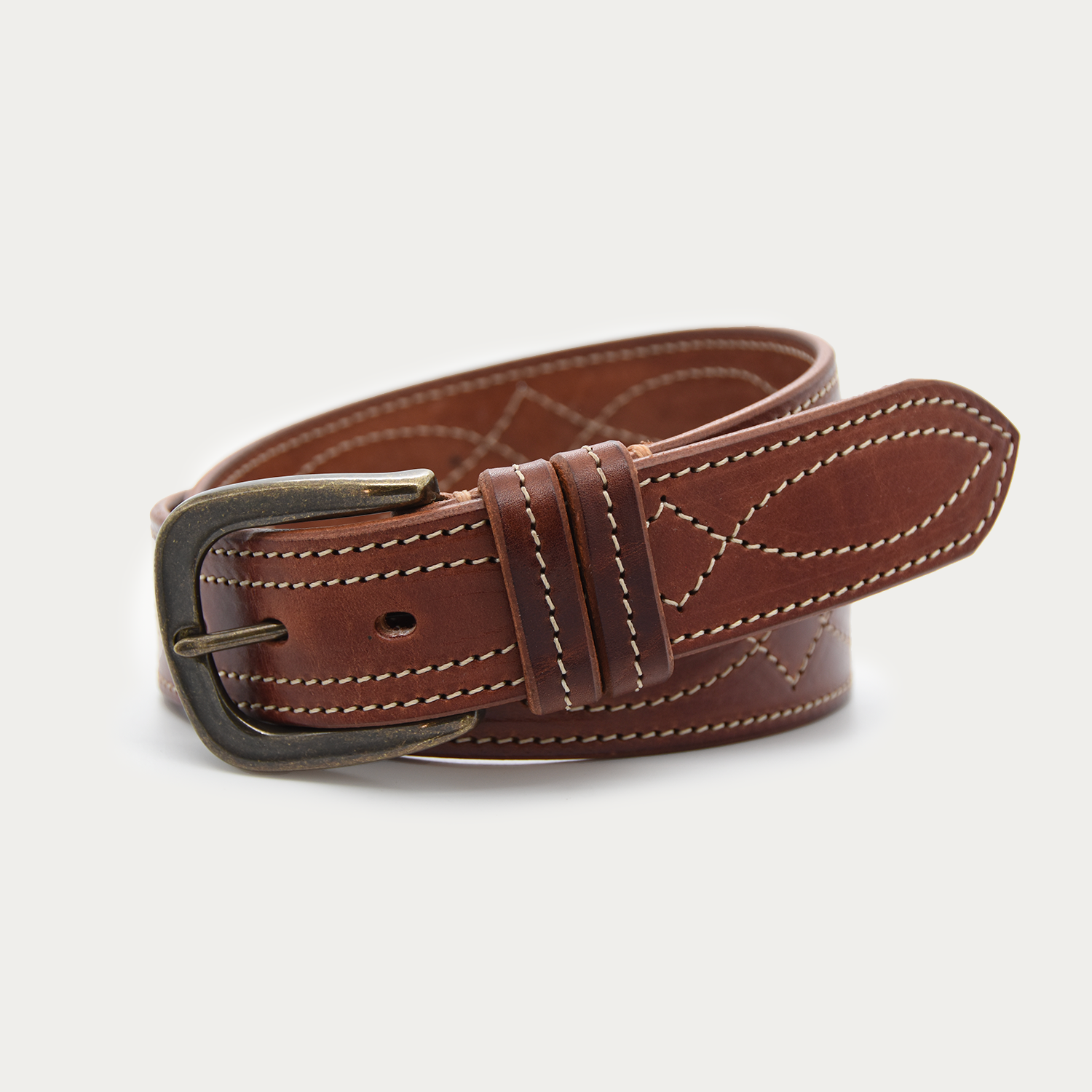 Cowboy Stitch Rugged Belt (tan stitch)