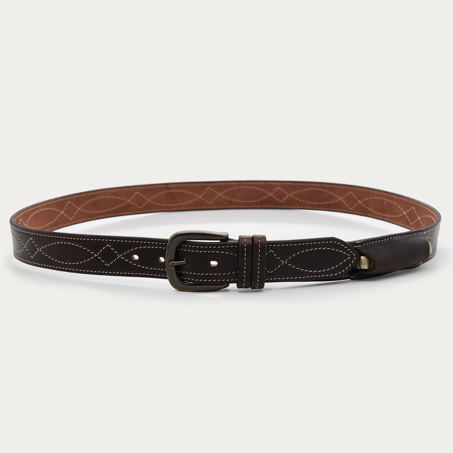 Cowboy Stitch Stockman's Knife Belt (tan stitch)