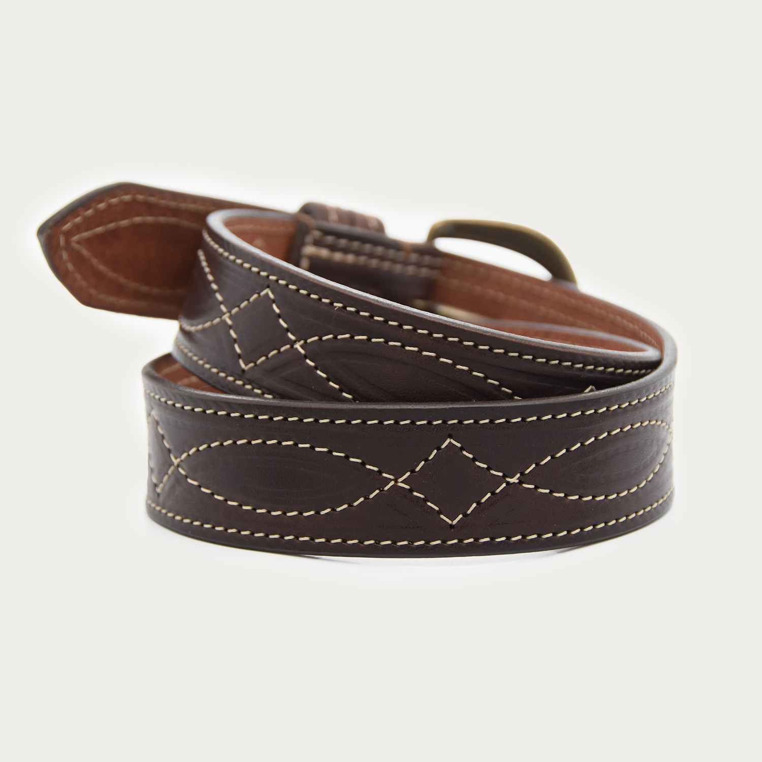 Curved Cowgirl Stitch Belt (tan stitch)