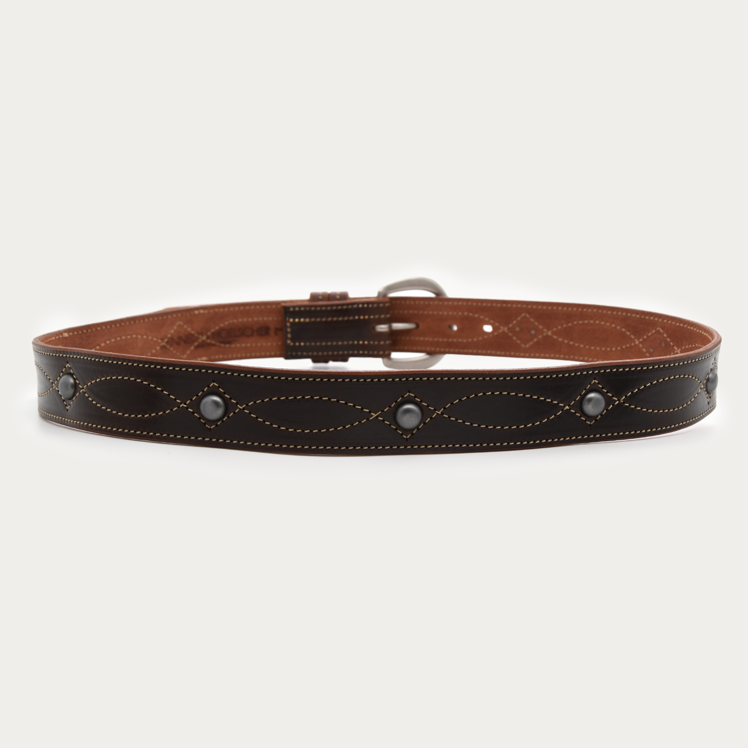Curved Studded Cowgirl Stitch Knife Belt