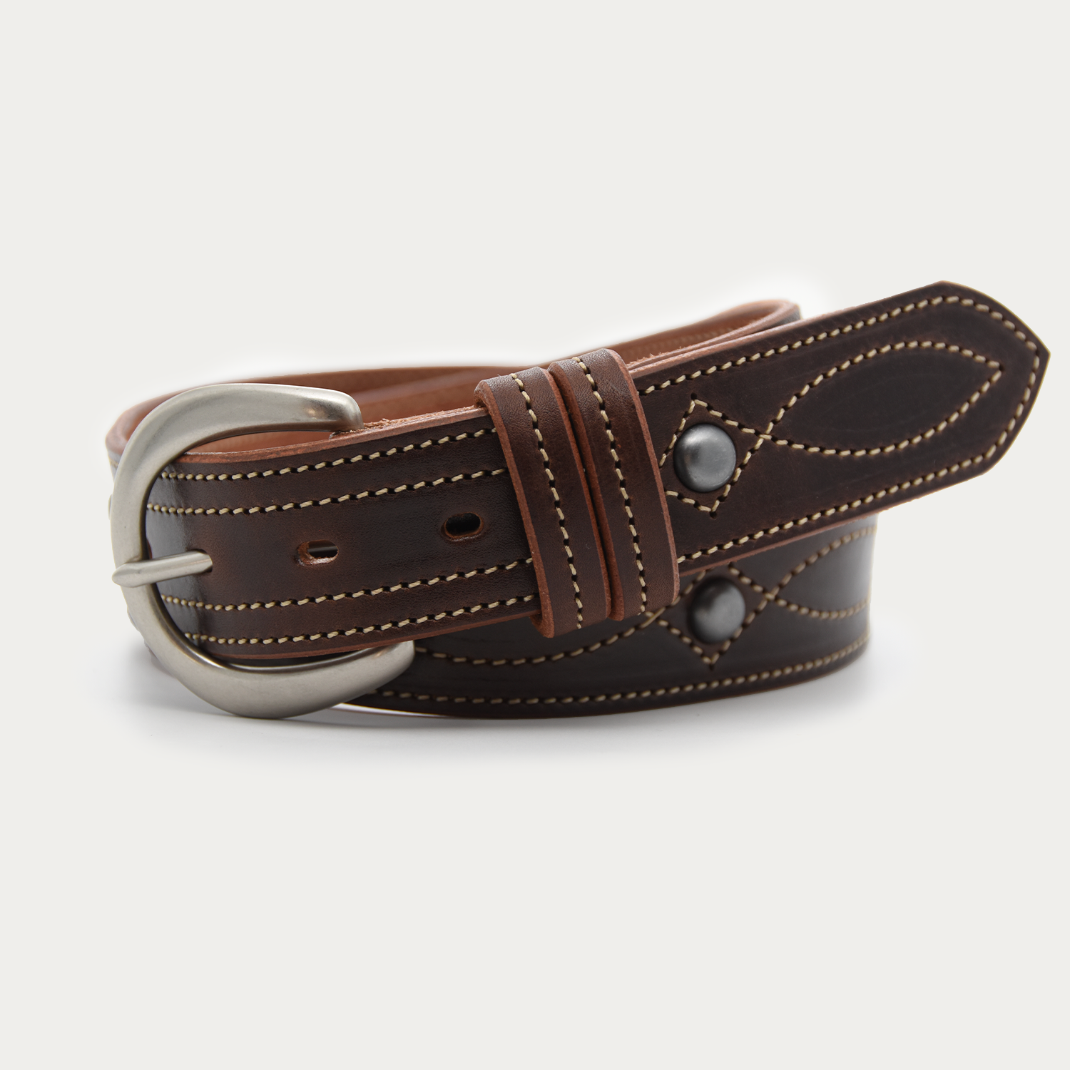 Curved Studded Cowgirl Stitch Knife Belt