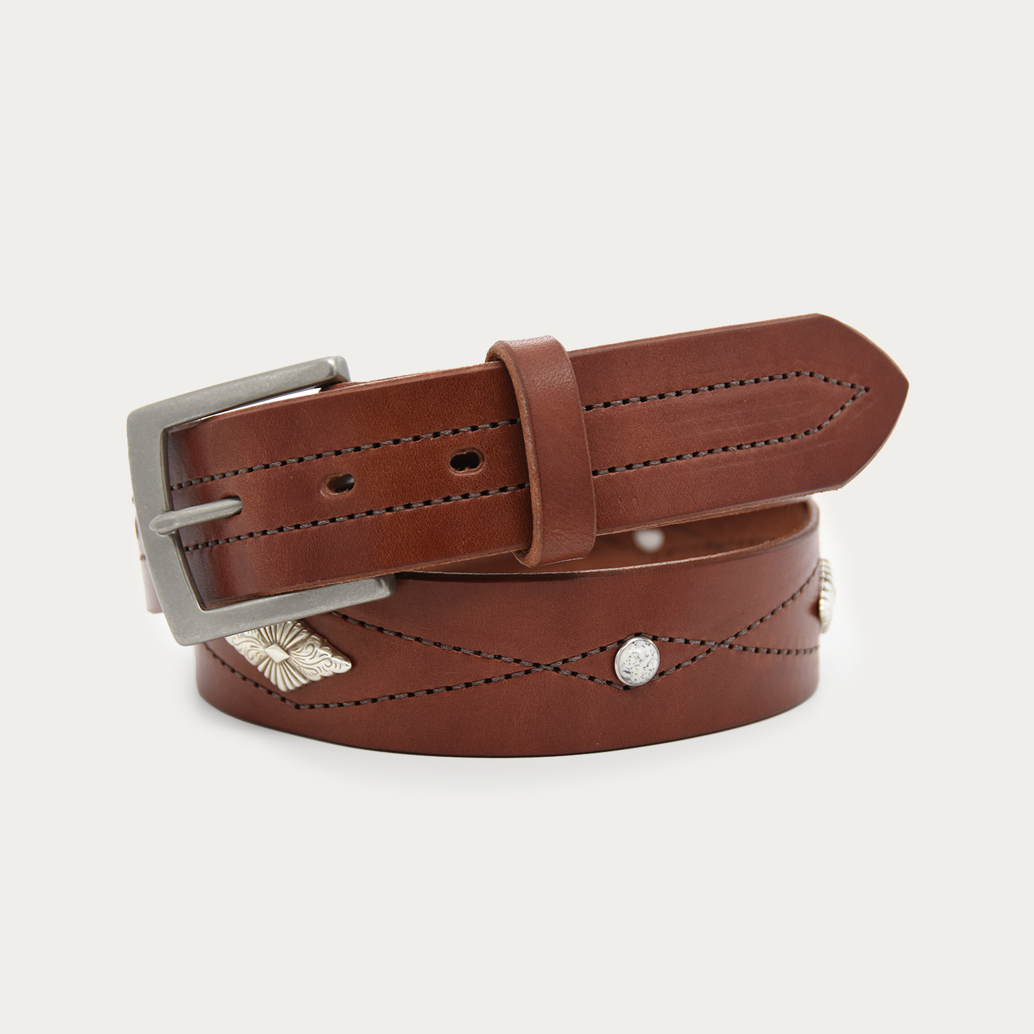 Diamond Stitch Concho Belt