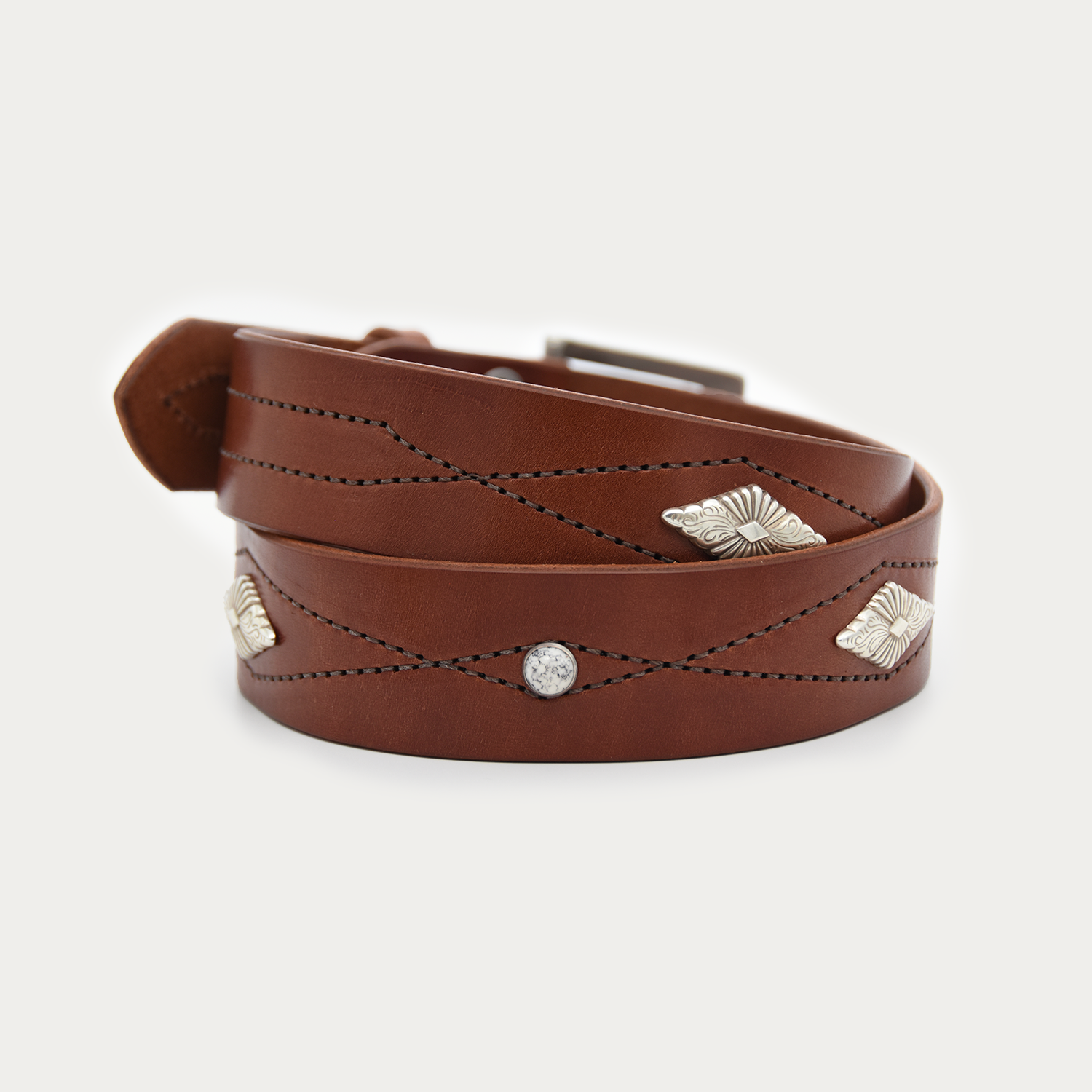 Diamond Stitch Concho Belt