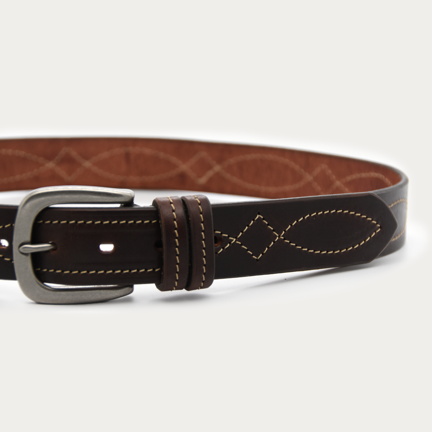 Single Cowboy Stitch Belt (tan stitch)