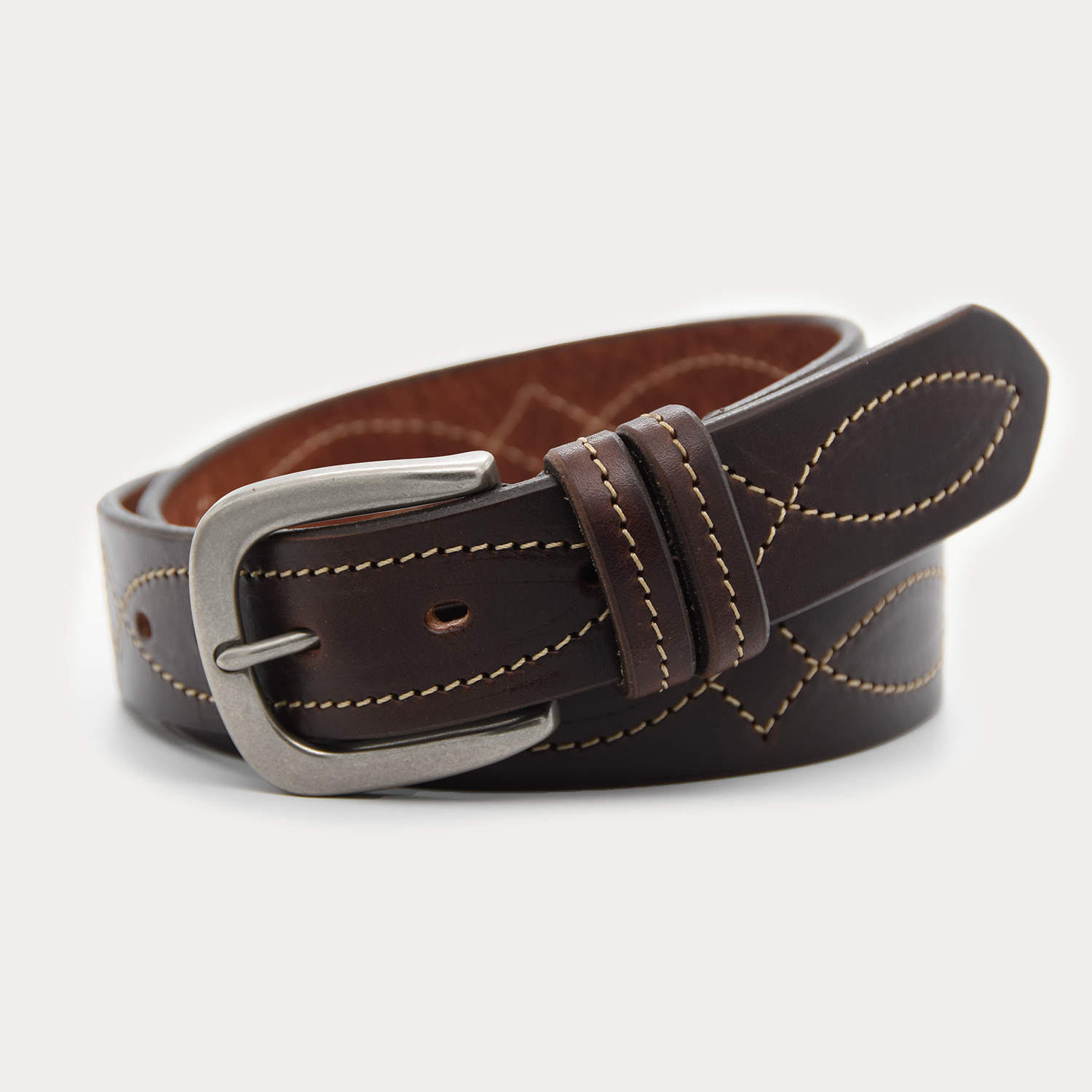 Single Cowboy Stitch Belt (tan stitch)
